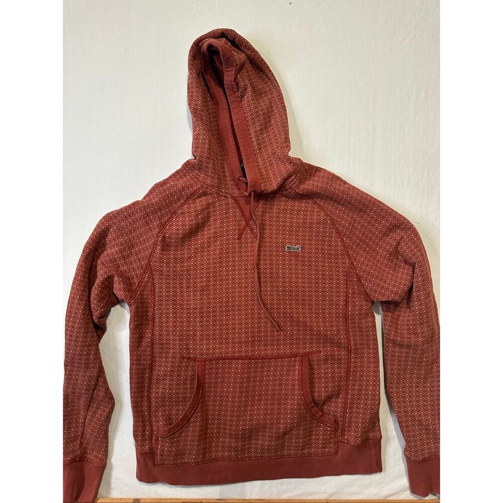 Le Tigre The Classic Hoodie Size Small Red Diamond Print Pullover Sweatshirt
